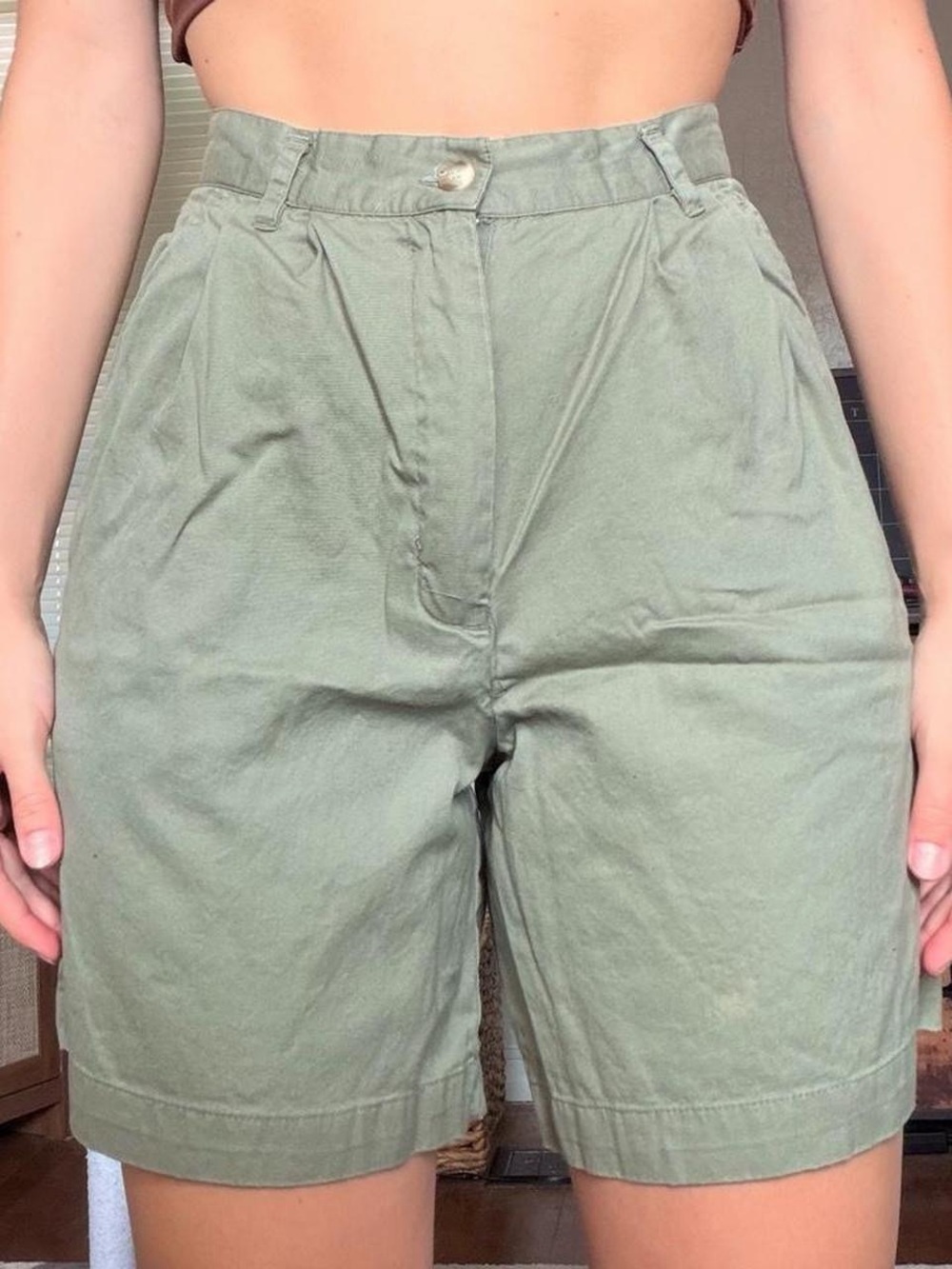 High-Rise Olive Green Women's Shorts